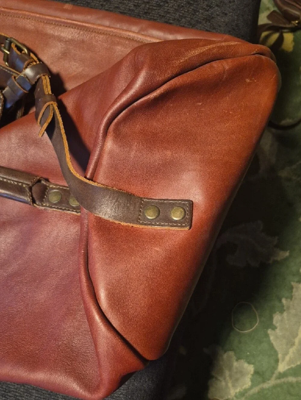 Men's Leather Duffel Bag - Brown